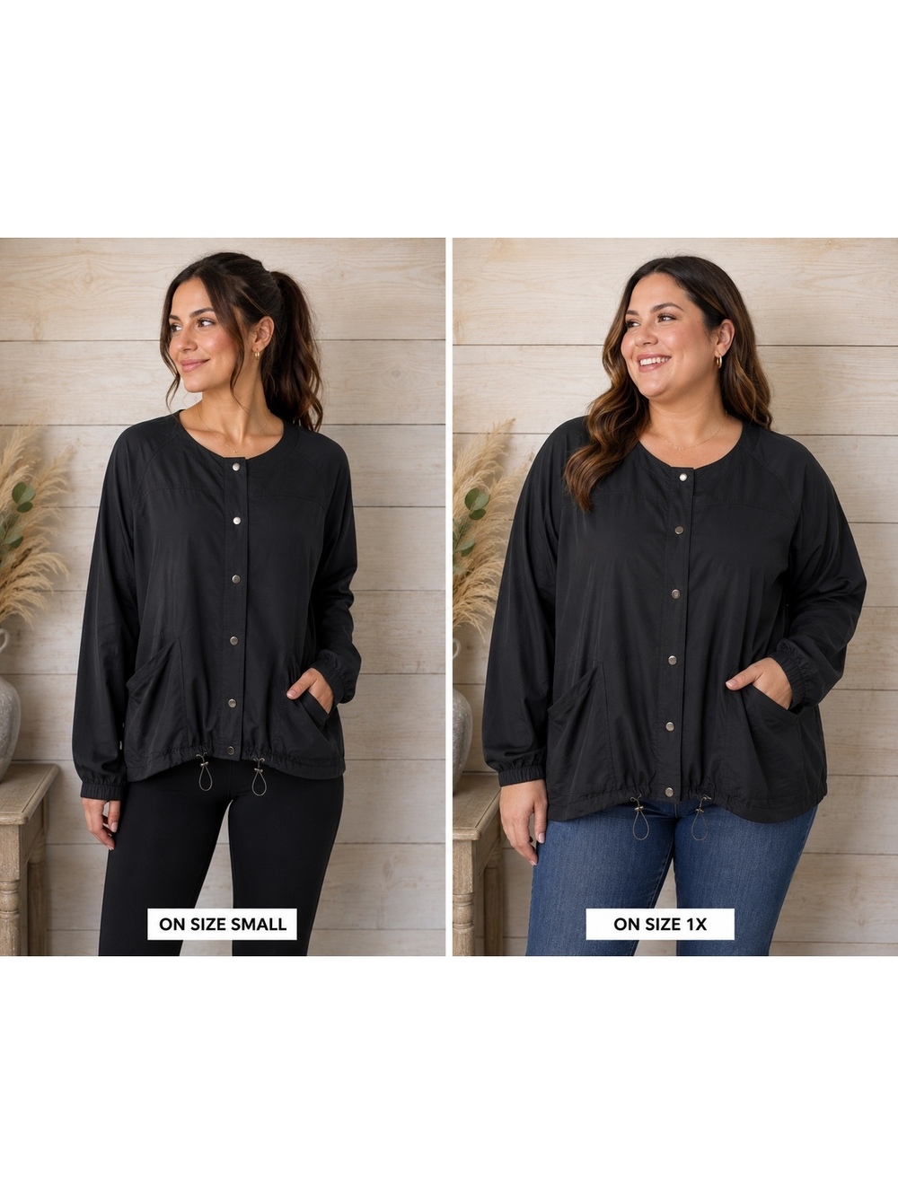 Girlfriend Collective Black Button-Up Lightweight Jacket Size S